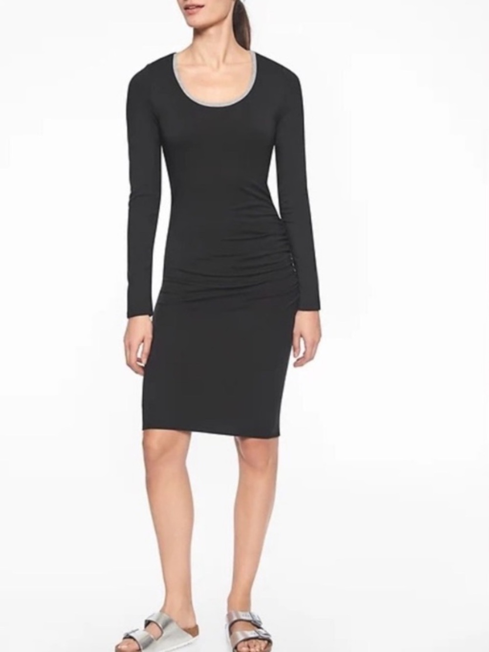 Athleta Carefree Long Sleeve Dress Black XXS